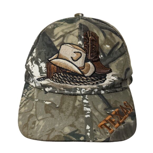 Texas Strapback Hat Camouflage One Size Adjustable Embroidered 6 Panel Joy Cap - Picture 1 of 8